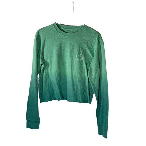 Ivory Ella Small‎ Green Ski Mountain Cropped Long Sleeve Shirt - Picture 1 of 5